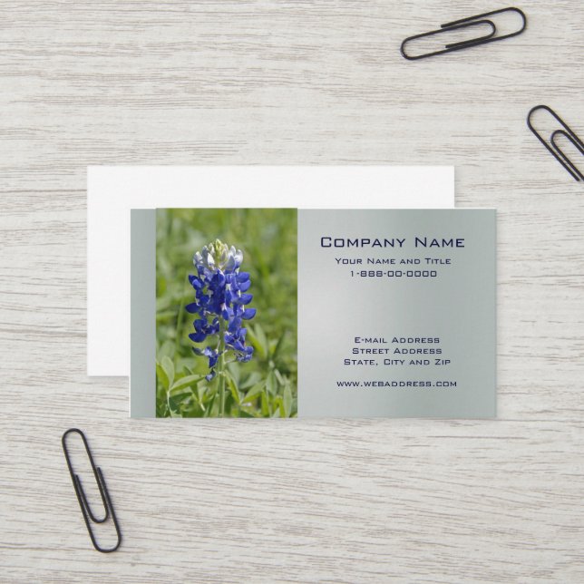 Carte de visite Fleur sauvage du Texas Bluebonnet (Devant/Arrière en situation)