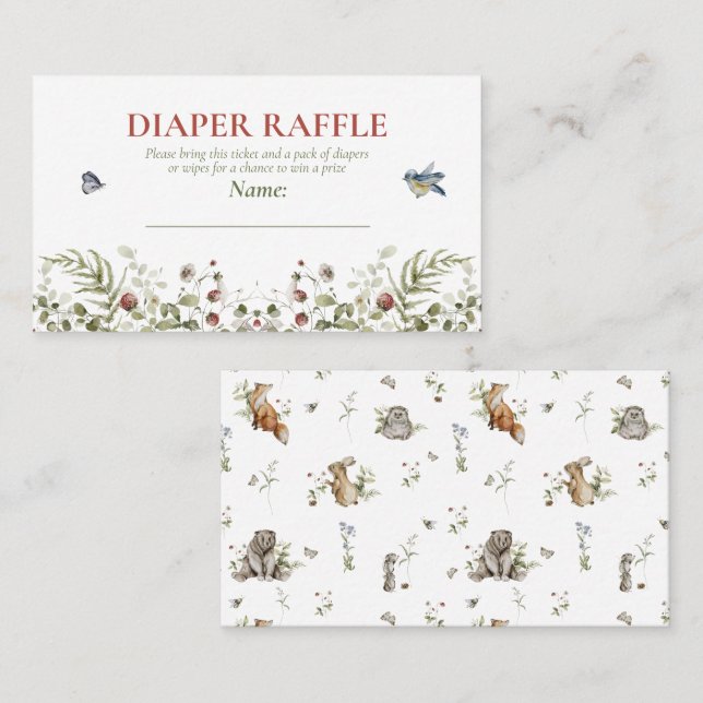 Carte De Visite Fleur sauvage Fraise Douche d'été Raffle de couche (Devant / Derrière)