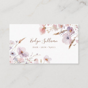Carte de visite fleur sauvage lilas rose
