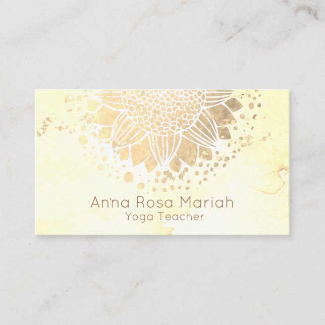 Carte De Visite *~* Fleur Soleil Mandala Parties scintillant Yoga  (Devant)