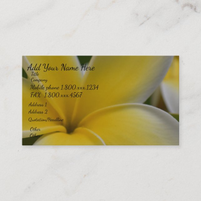 Carte De Visite Fleur tropicale de Frangipani de Plumeria (Devant)