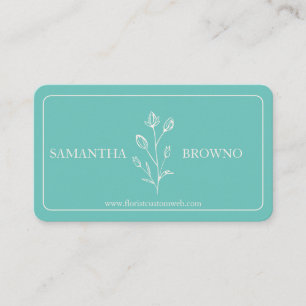Carte De Visite Fleur turquoise encadrée