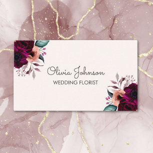 Carte De Visite Fleur violette bohème vintage aquarelle