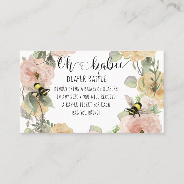 Carte De Visite Fleur Wreath Oh Babee Bumblebee Diaper Raffin (Devant)