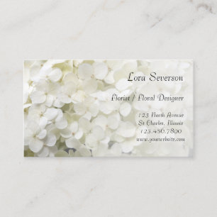 Carte De Visite Fleuriste blanc Hydrangea