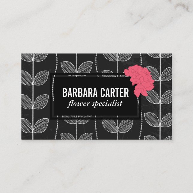 Carte De Visite Fleuriste | Carnations | Doodles de flamme (Devant)