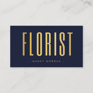 Carte De Visite Fleuriste Code Qr Photo Navy Et Or