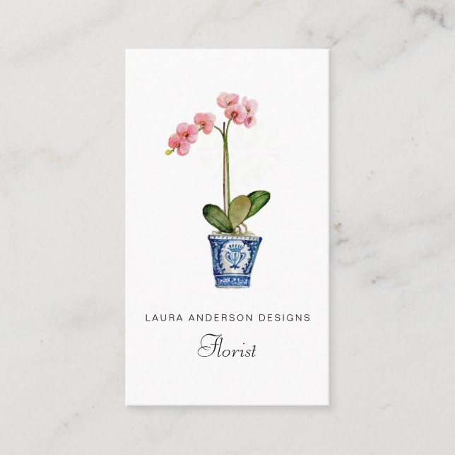 Carte De Visite Fleuriste d'orchidée aquarelle (Devant)