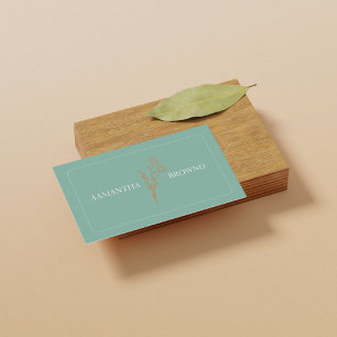 Carte De Visite Fleuriste encadré élégant beige vert