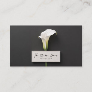 Carte De Visite Fleuriste Moderne Élégant Lys de Callas Noir Minim