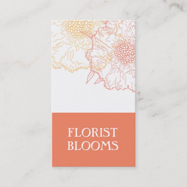 Carte de visite fleuriste moderne orange rouge (Devant)