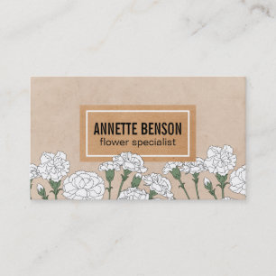 Carte De Visite Fleuriste   Oeillets (blanc)