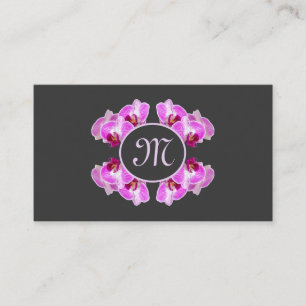 Carte De Visite Fleuriste orchidée fleur monogramme calligraphie Q