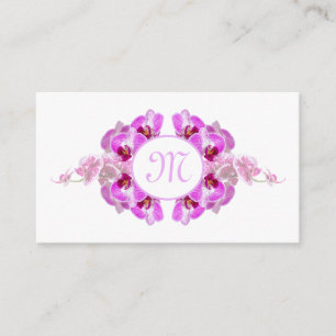 Carte De Visite Fleuriste orchidée fleur monogramme QR-Code
