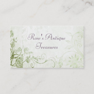 Carte De Visite Fleuriste vintage vert élégant