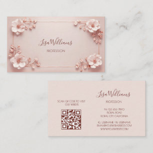 Carte De Visite Fleurs 3D Rose Pâle