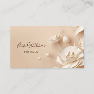 Carte De Visite Fleurs 3D simples beige