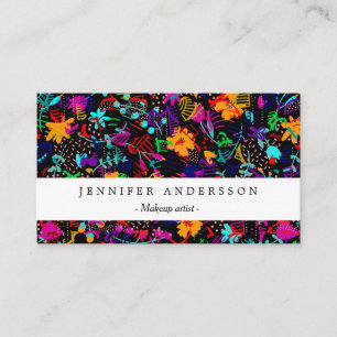 Carte De Visite Fleurs abstraites noires mignonnes