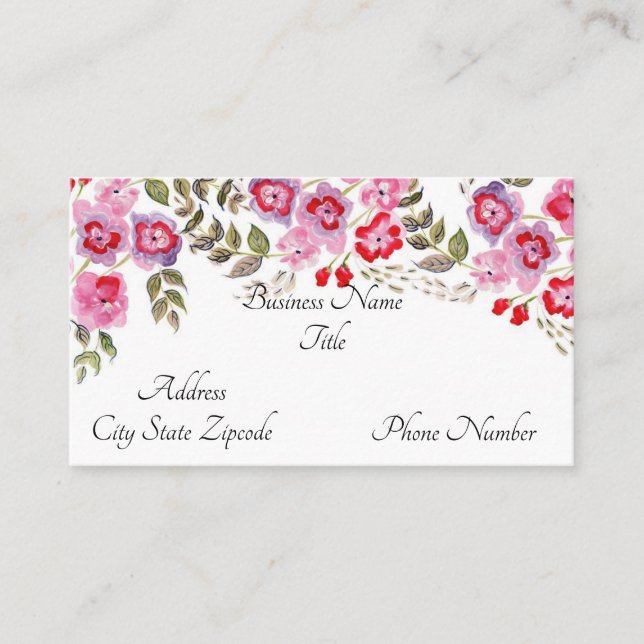 Carte De Visite Fleurs aquarelles (Devant)