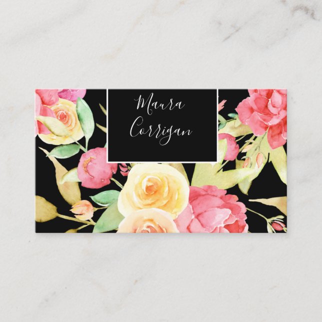 Carte De Visite Fleurs aquarelles (Devant)