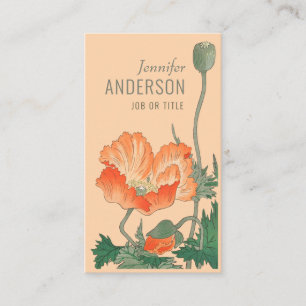 Carte De Visite Fleurs Beauté Orange poppy CC0697 Ohara Koson