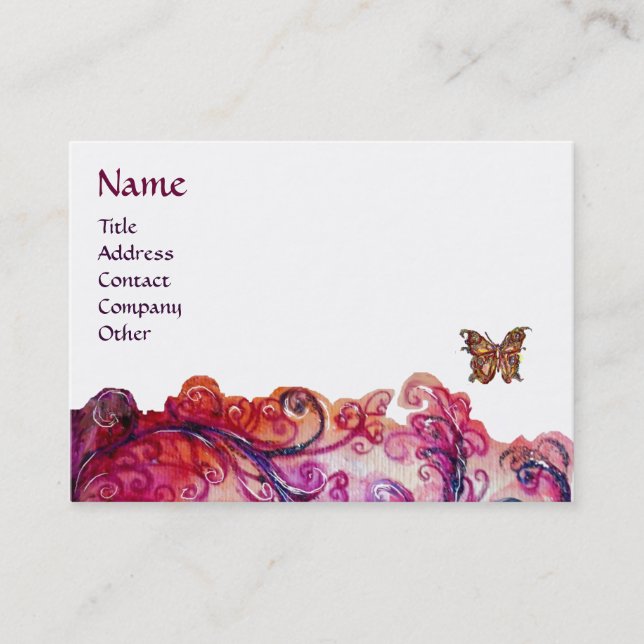Carte De Visite FLEURS BLANCHES Rouge Rose Violet Floral (Devant)