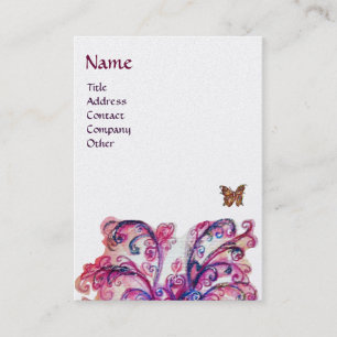 Carte De Visite FLEURS BLANCHES rouge vif perle violet rose vif