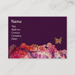 Carte De Visite FLEURS BLANCHES rouge vif, rose violet bleu