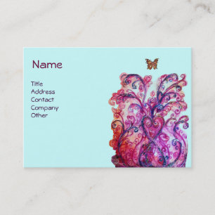 Carte De Visite FLEURS BLANCHES rouge vif rose violet bleu