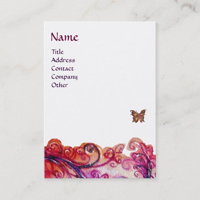 Carte De Visite FLEURS BLANCHES rouge vif, violet rose (Devant)