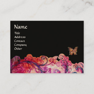 Carte De Visite FLEURS BLANCHES rouge vif, violet rose noir