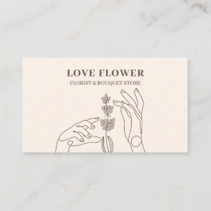 Carte De Visite Fleurs botaniques de fleuriste beige ivoire Mains