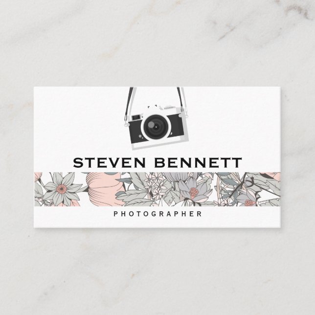 Carte De Visite Fleurs botaniques | Suspension de l'appareil photo (Devant)