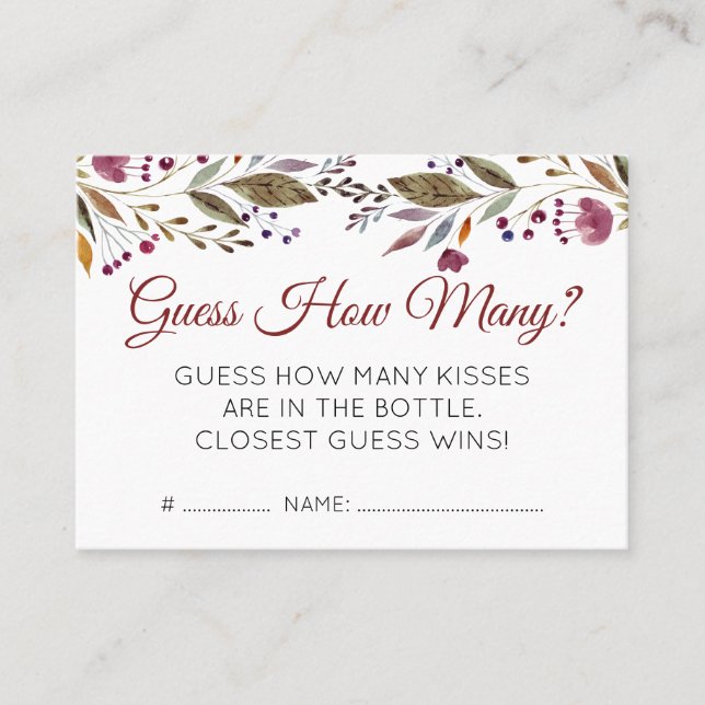 Carte De Visite Fleurs Bourgogne Devinez Combien De Baby showers J (Devant)