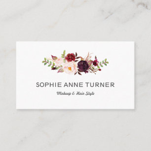 Carte De Visite Fleurs Bourgognes Style maquillage professionnel
