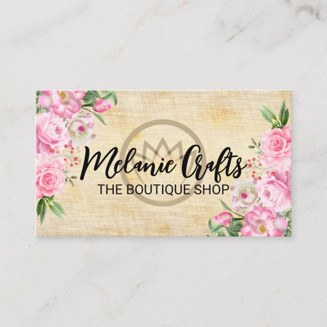 Carte De Visite Fleurs | Boutique style Arrière - plan (Devant)