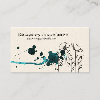 Carte De Visite Fleurs brouillées, bleues