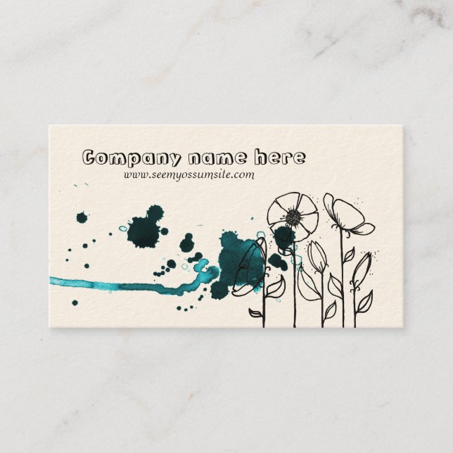 Carte De Visite Fleurs brouillées, bleues (Devant)