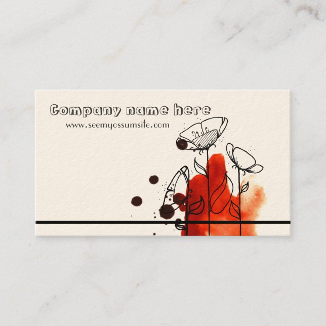 Carte De Visite Fleurs brouillées, rouges (Devant)
