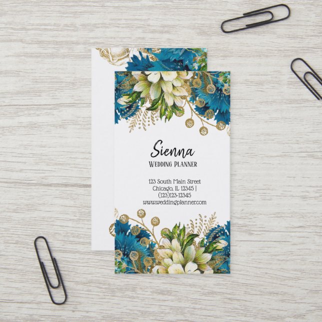 Carte De Visite Fleurs Chic Glam Modernes (Devant/Arrière en situation)