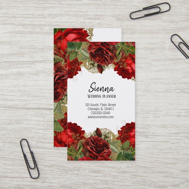 Carte De Visite Fleurs Chic Glam Modernes (Devant/Arrière en situation)