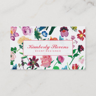 Carte De Visite Fleurs colorées assorties Arrière - plan blanc 3