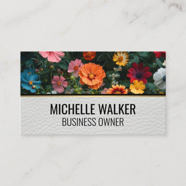 Carte De Visite Fleurs colorées | Cuir (Devant)