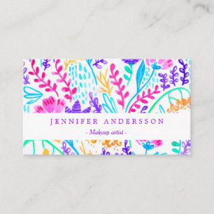 Carte De Visite Fleurs colorées mignonnes d'aquarelle