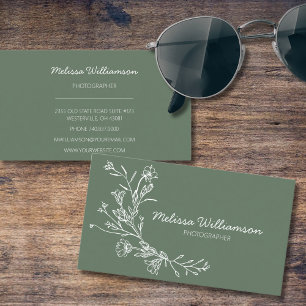 Carte De Visite Fleurs Cueillettes Minimalistes