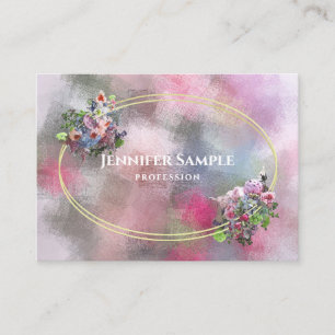 Carte De Visite Fleurs d'aquarelle Abstraites Gold Frame Chic Mode