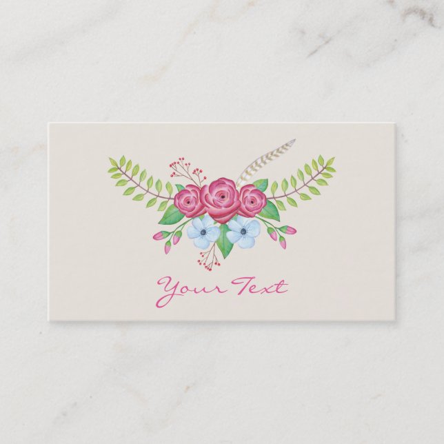 Carte De Visite Fleurs d'aquarelle romantiques florales (Devant)