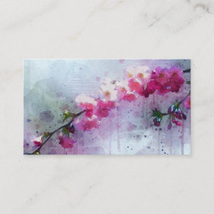 Carte De Visite Fleurs de cerisier d'aquarelle