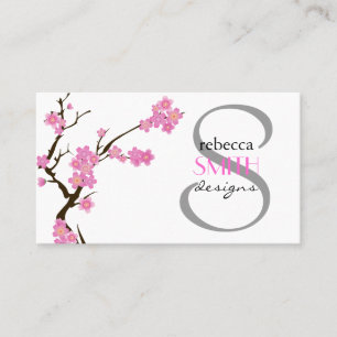 Carte De Visite Fleurs de cerisier, fleurs de Sakura - blanc Brown
