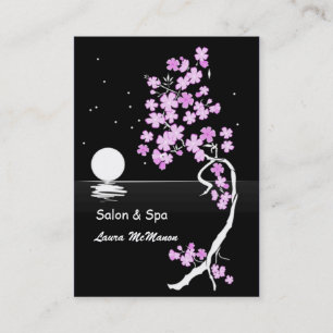 Carte De Visite Fleurs de cerisier (Sakura) la nuit (sur le noir)
